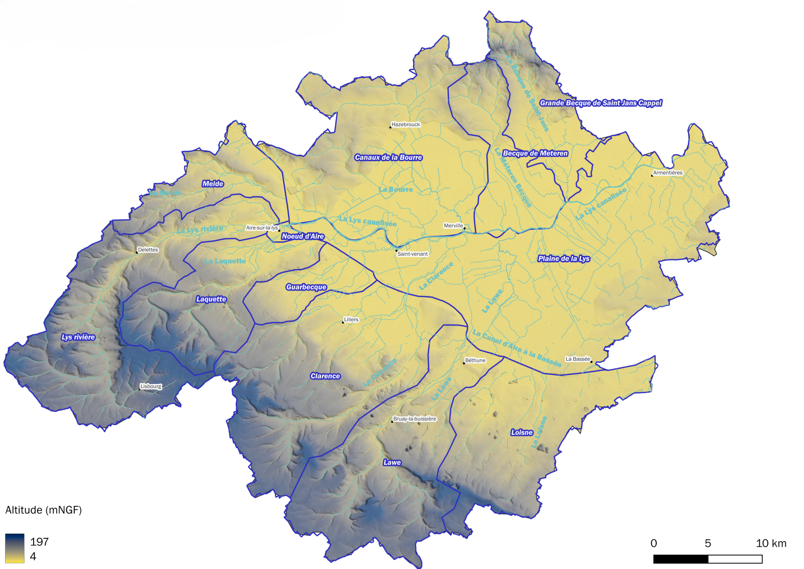 Carte des cours d’eau et des sous-bassins versants